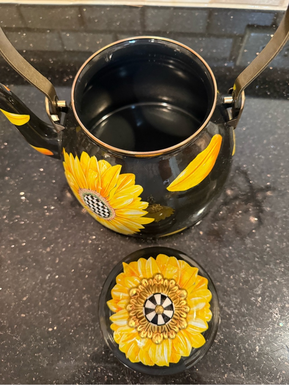 MacKenzie-Childs Black and Yellow Sunflower Teapot - Picture 6 of 6